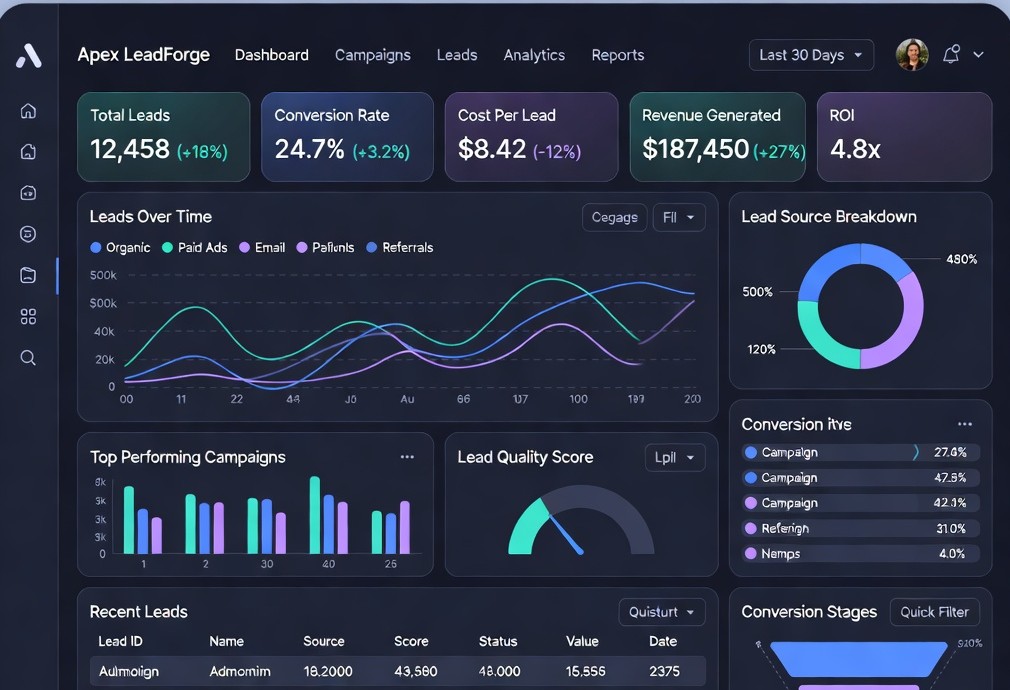 Lead generation analytics dashboard