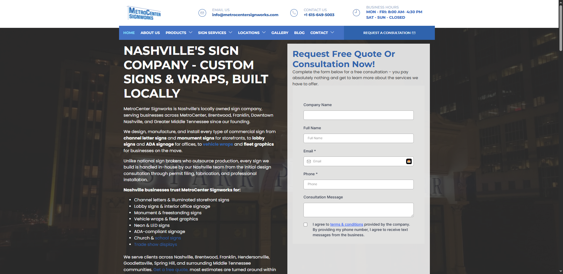 Commercial signage company website